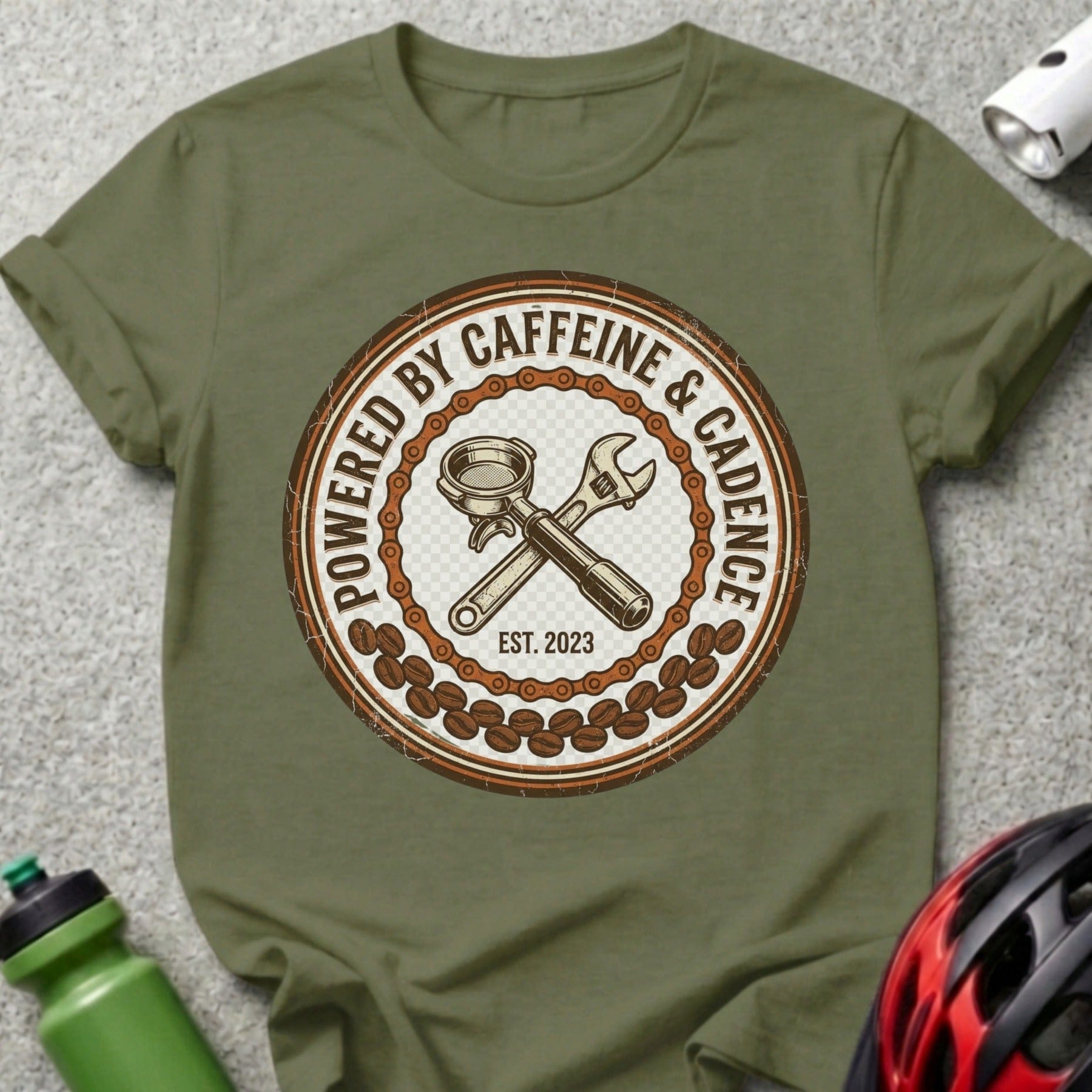 Powered by Caffeine & Cadence Est. 2023 t-shirt
