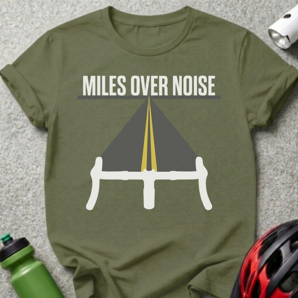 Miles Over Noise Bicycle Road Graphic T-Shirt