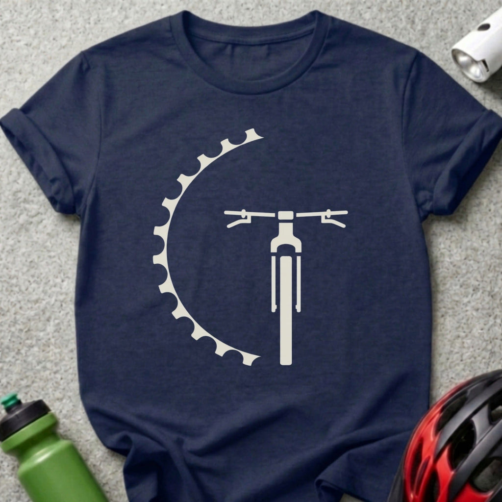 Bike Chain Design on Navy Blue T-Shirt