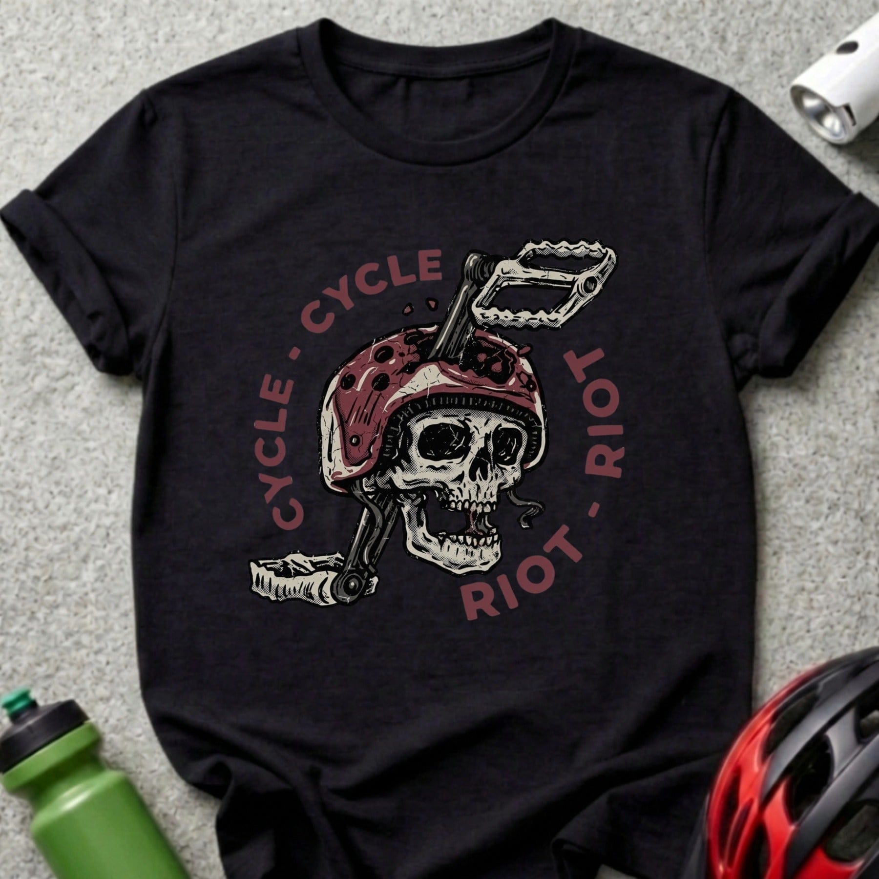 Cycle Riot Skull Helmet Graphic T-Shirt