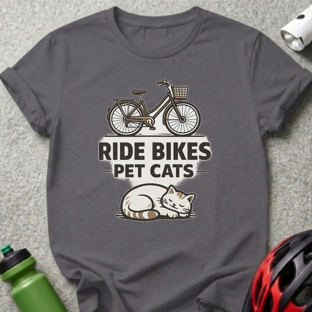 Ride Bikes Pet Cats Design Graphic T-Shirt