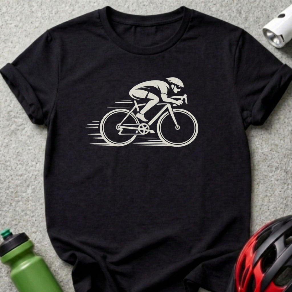 Speeding Cyclist Design Printed T-Shirt Product