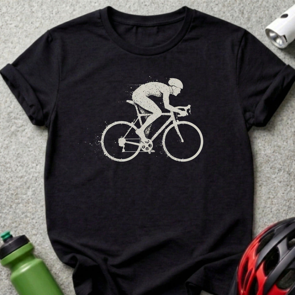 Cyclist on Bicycle Unique Graphic Design T-shirt