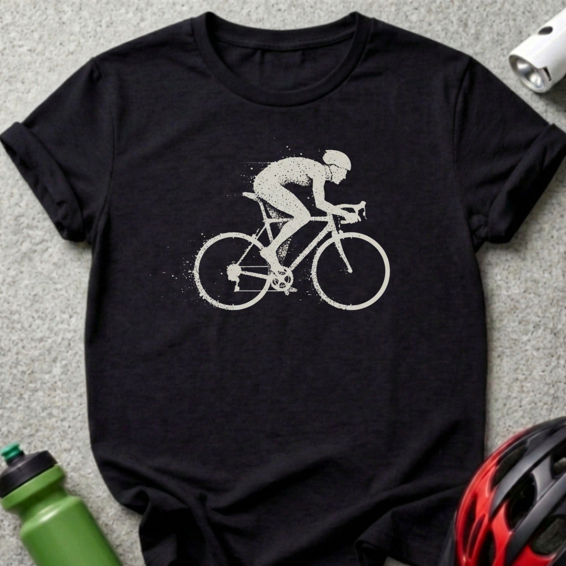 Cyclist on Bicycle Unique Graphic Design T-shirt