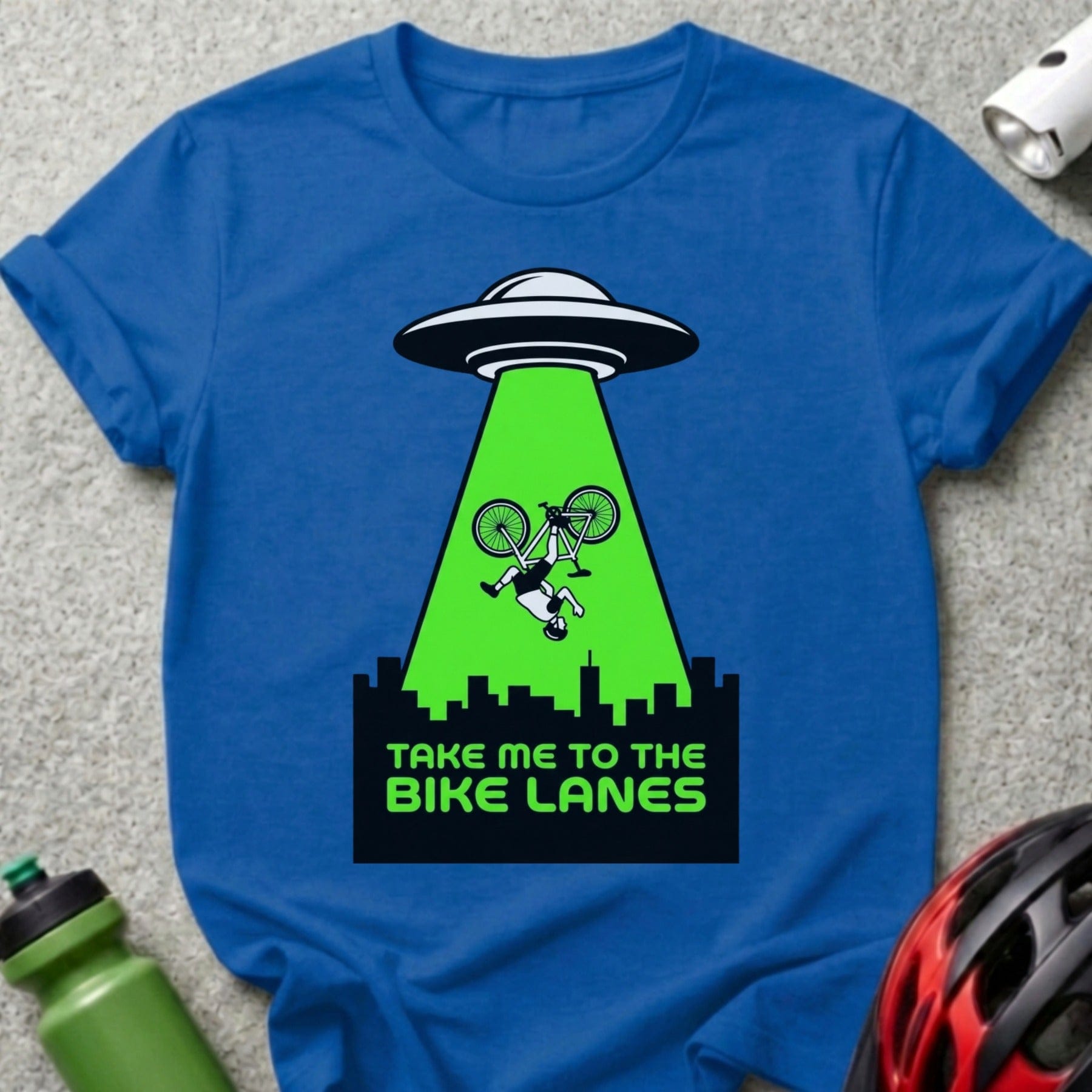 Take Me to the Bike Lanes UFO Cycling T-shirt
