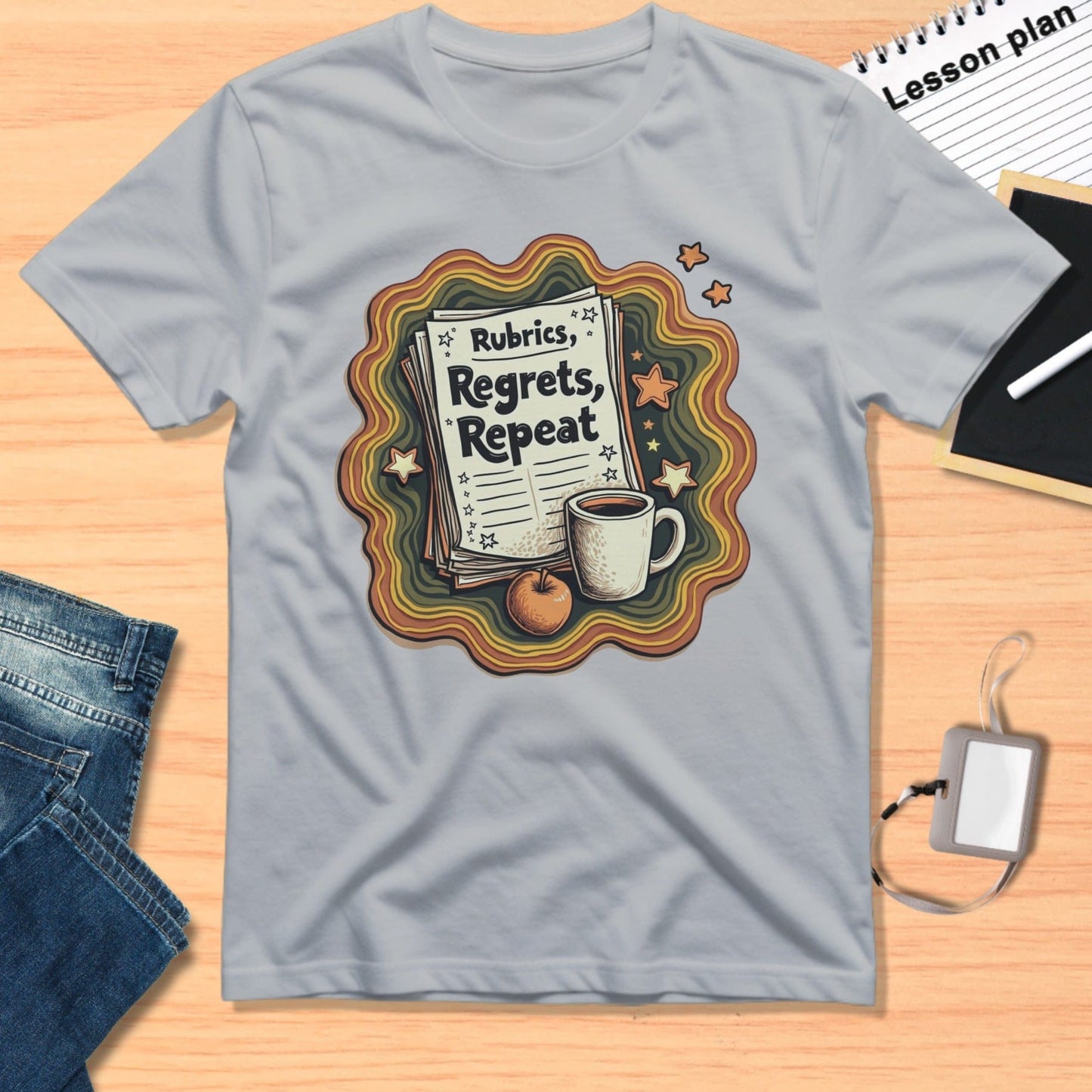Rubrics Regrets Repeat Fun Coffee Inspired T-shirt