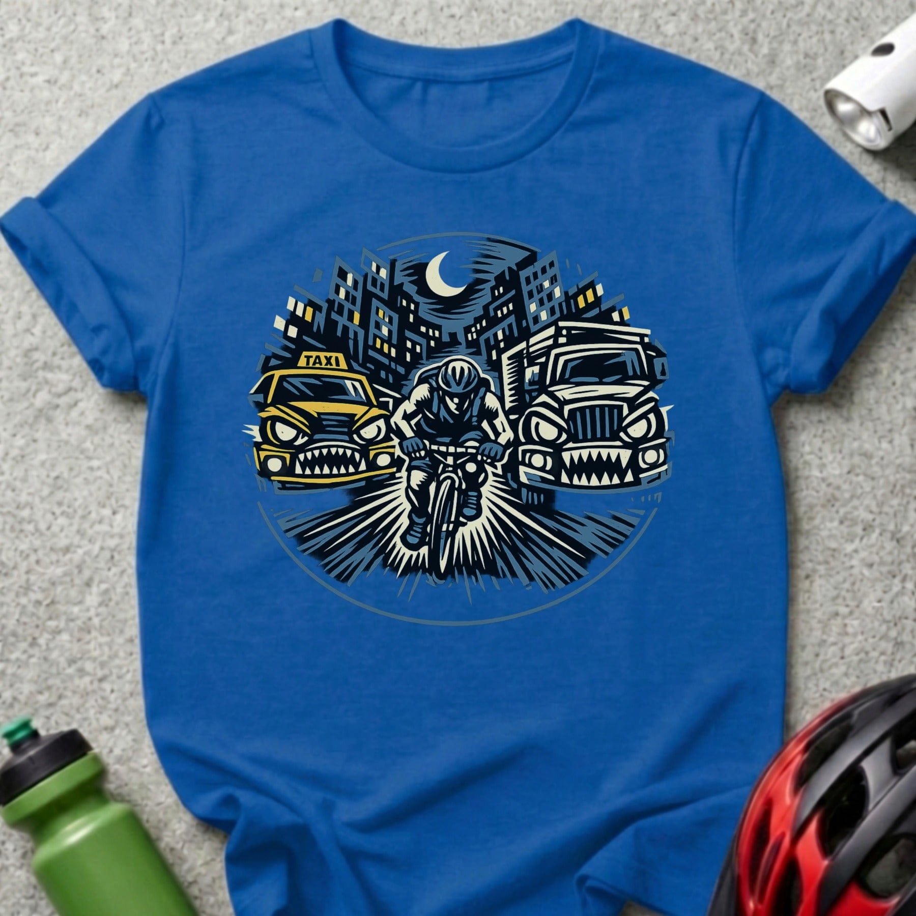 Cyclist Racing Through City Streets Graphic Tee