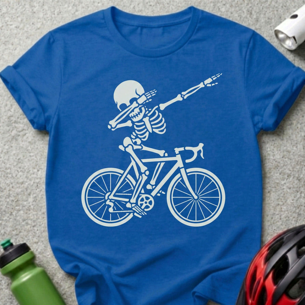 Skeleton Dabbing on Bicycle Graphic T-Shirt