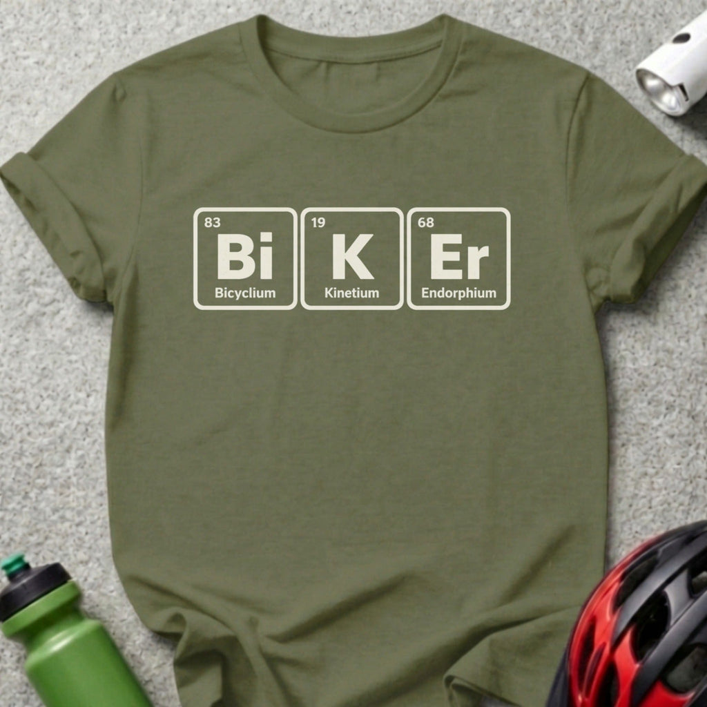 Periodic Table Inspired BIKER T-shirt for Bike Enthusiasts
