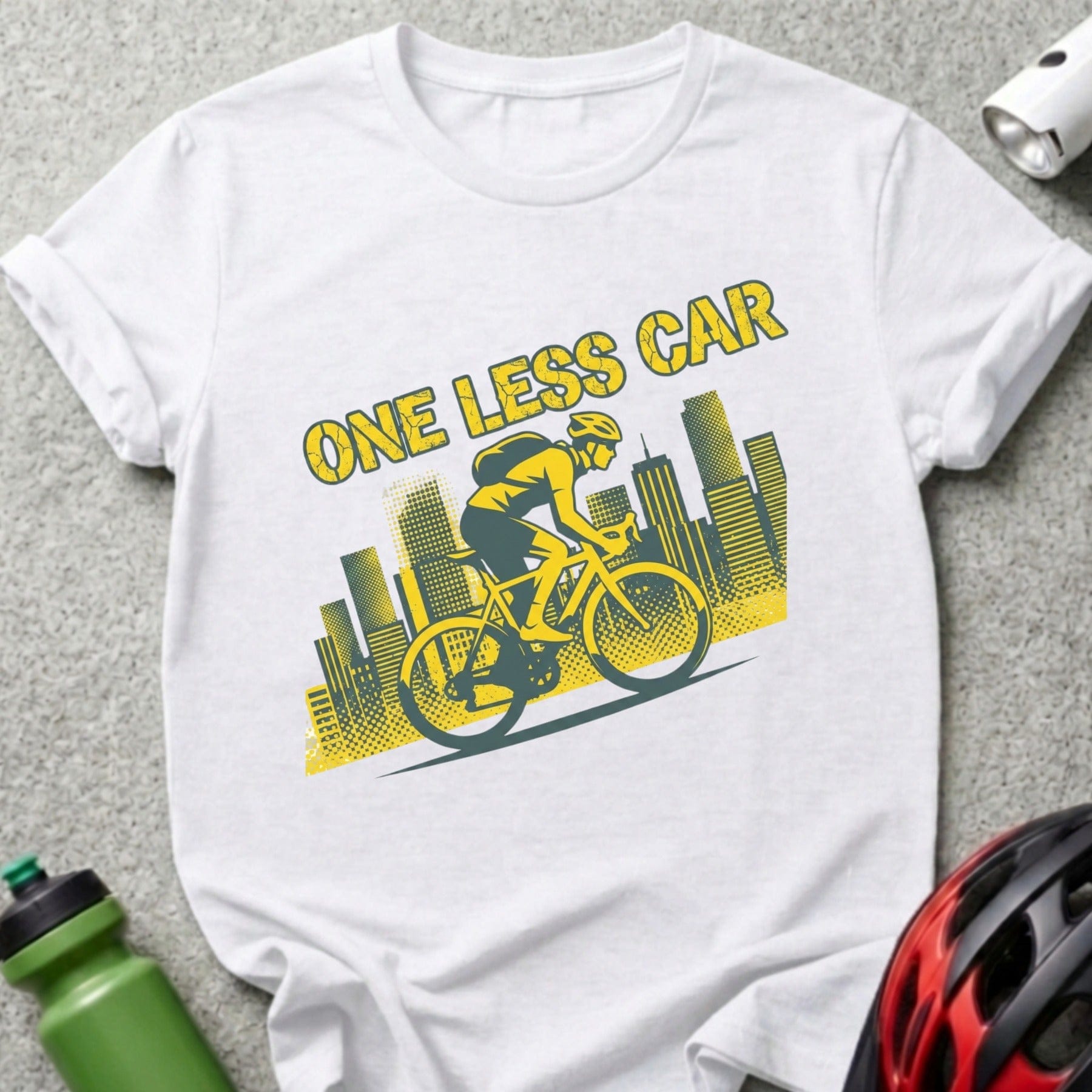 One Less Car Cyclist T-Shirt Urban Graphic Design