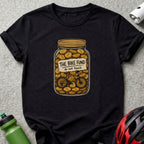 Graphic of a jar filled with coins, a bicycle, and text that reads "The Bike Fund do not touch."