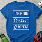 Ride Reset Repeat Bicycle Themed T-Shirt