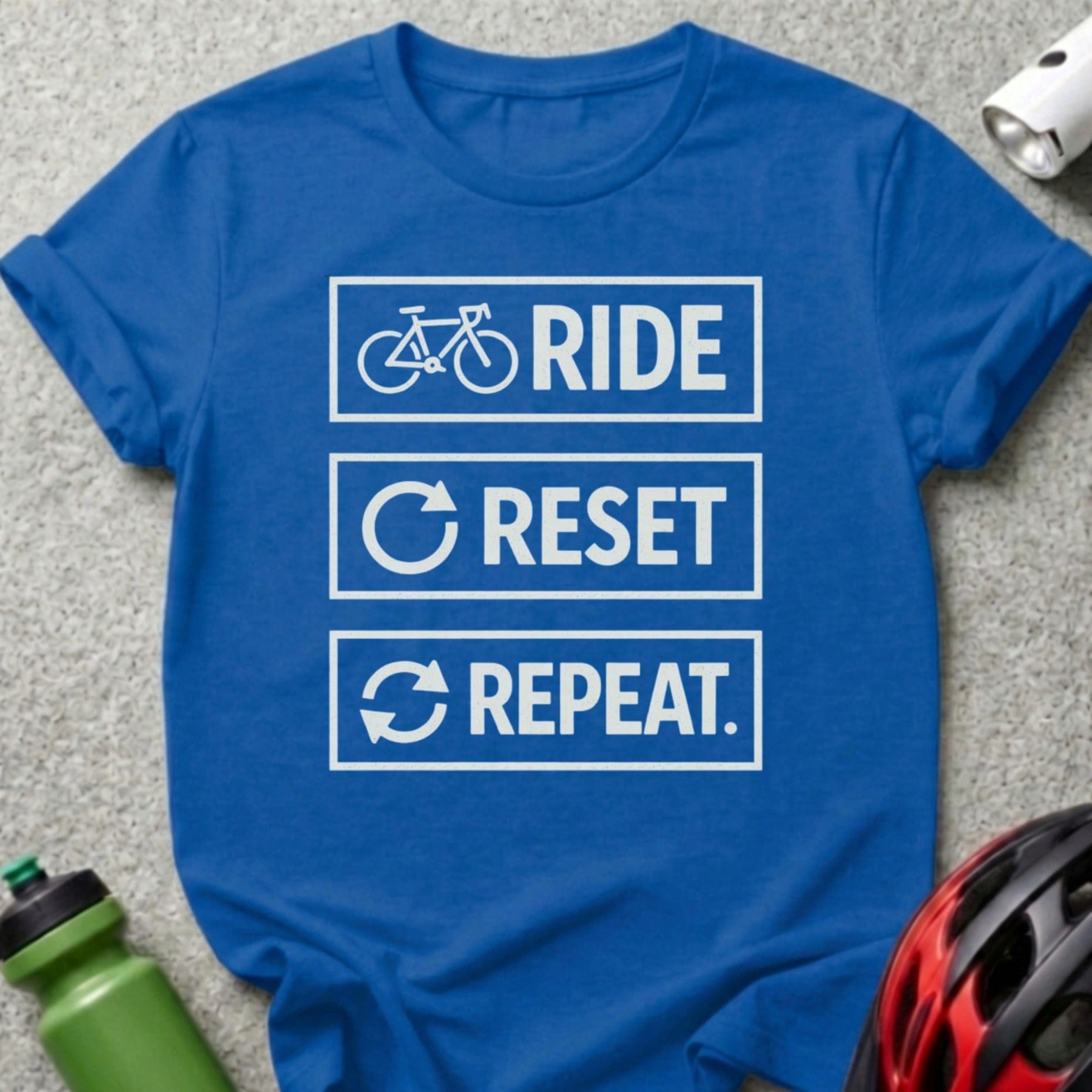 Ride Reset Repeat Bicycle Themed T-Shirt