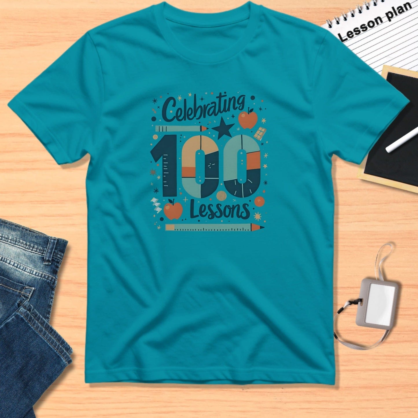 Celebrating 100 Lessons Graphic T-Shirt for Teachers