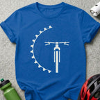 Bicycle Gear Wheel Design Blue T-Shirt for Cycling Fans