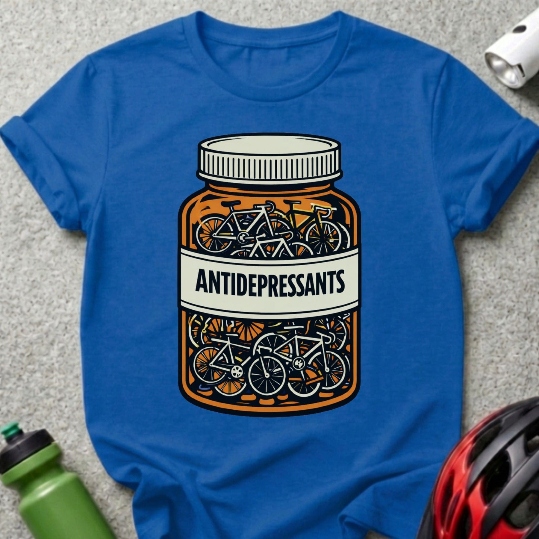 Antidepressants Funny Cycling Design Blue T-shirt