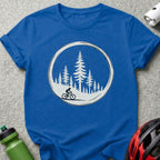 Cyclist Among Pine Trees Design T-Shirt