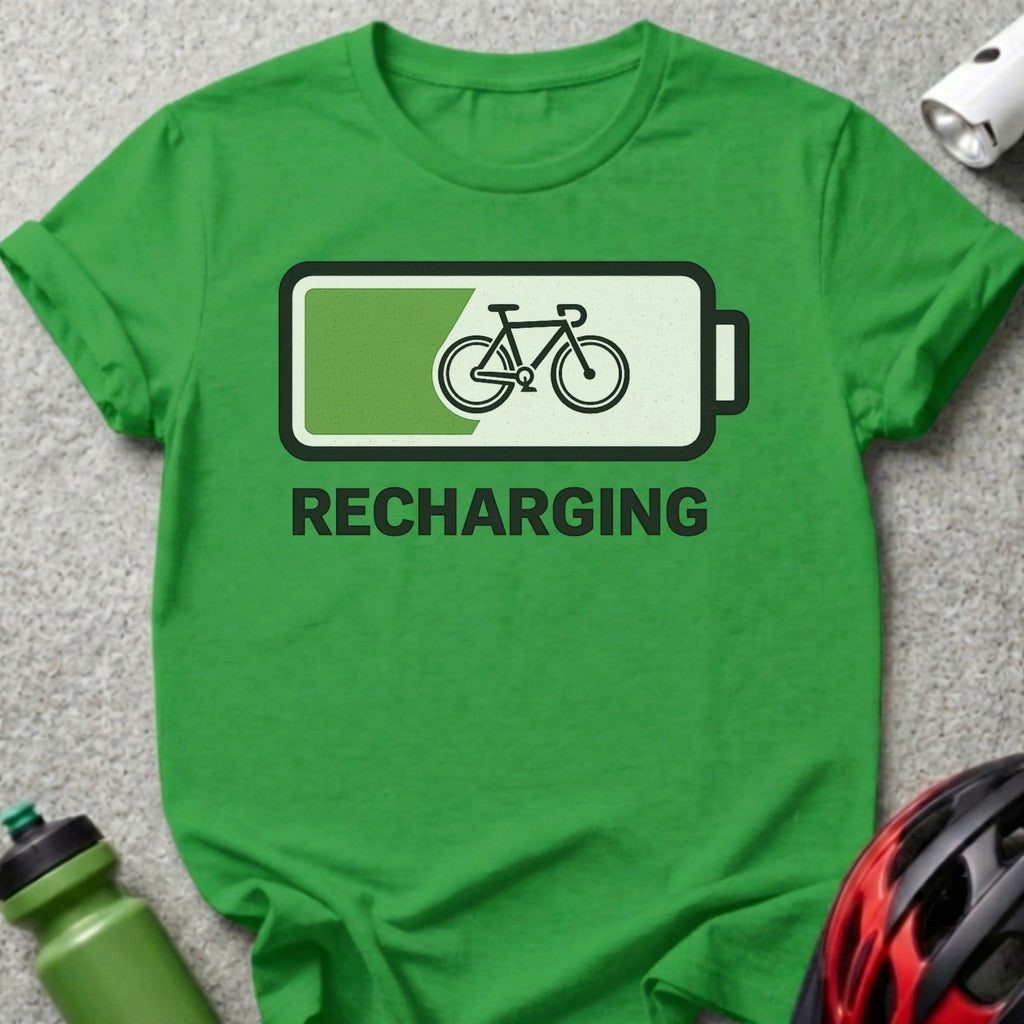 Recharging Bike Battery Graphic Shirt Fun Cycling Tee