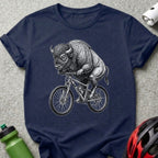 Bison Riding Bicycle Graphic Tee Shirt Cyclist T-Shirt