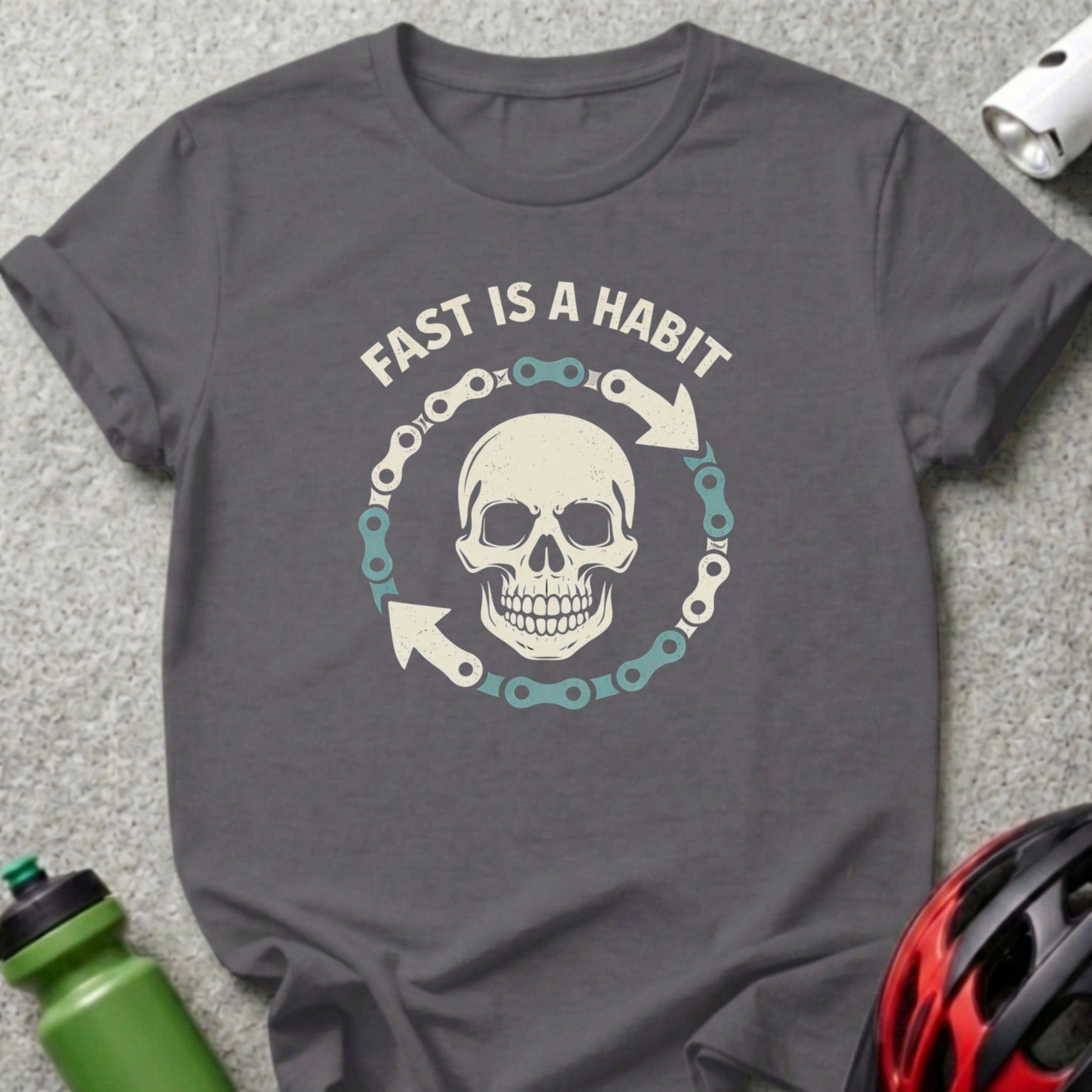 Fast Is A Habit Skull Graphic Tee Shirt