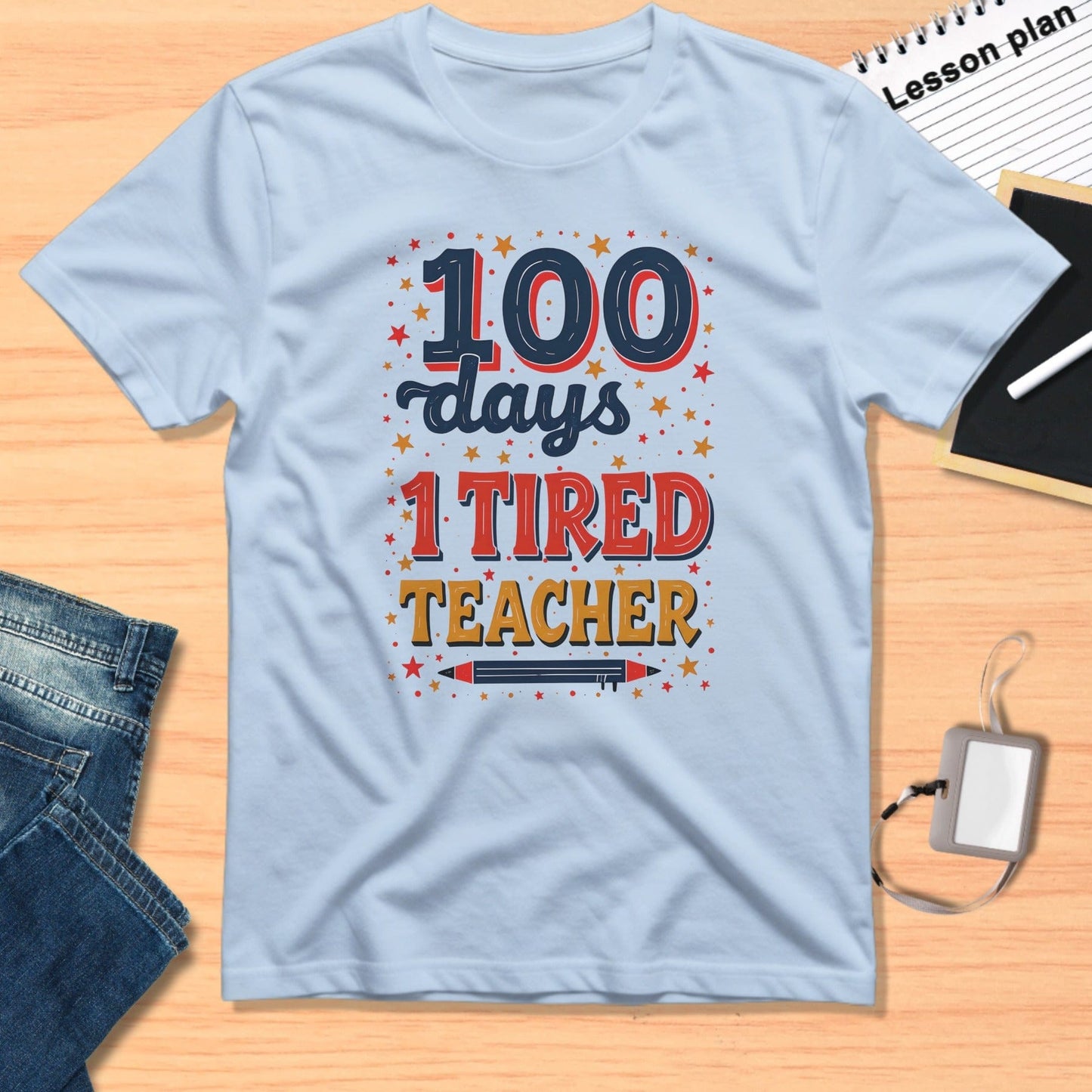 100 Days 1 Tired Teacher Fun Celebration Shirt