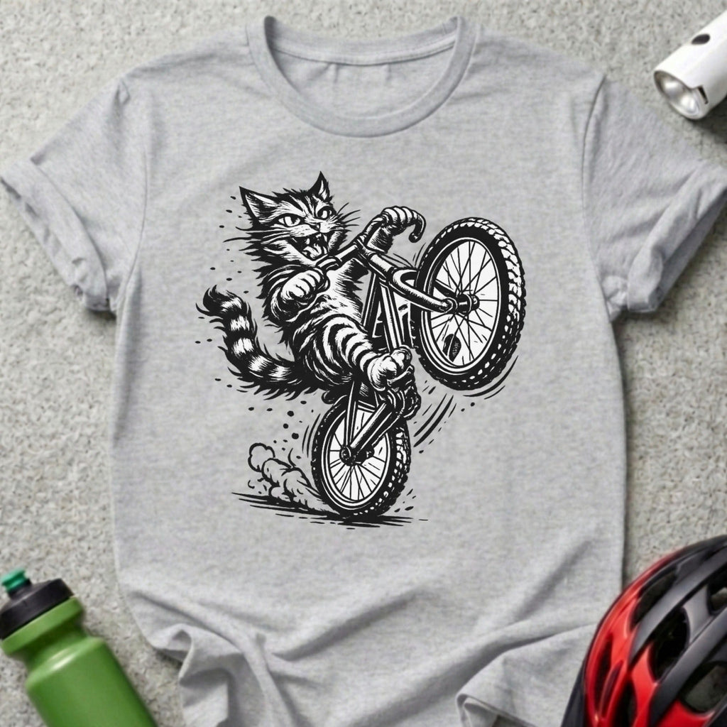Cat Riding a Bicycle Graphic Tee Stylish Shirt