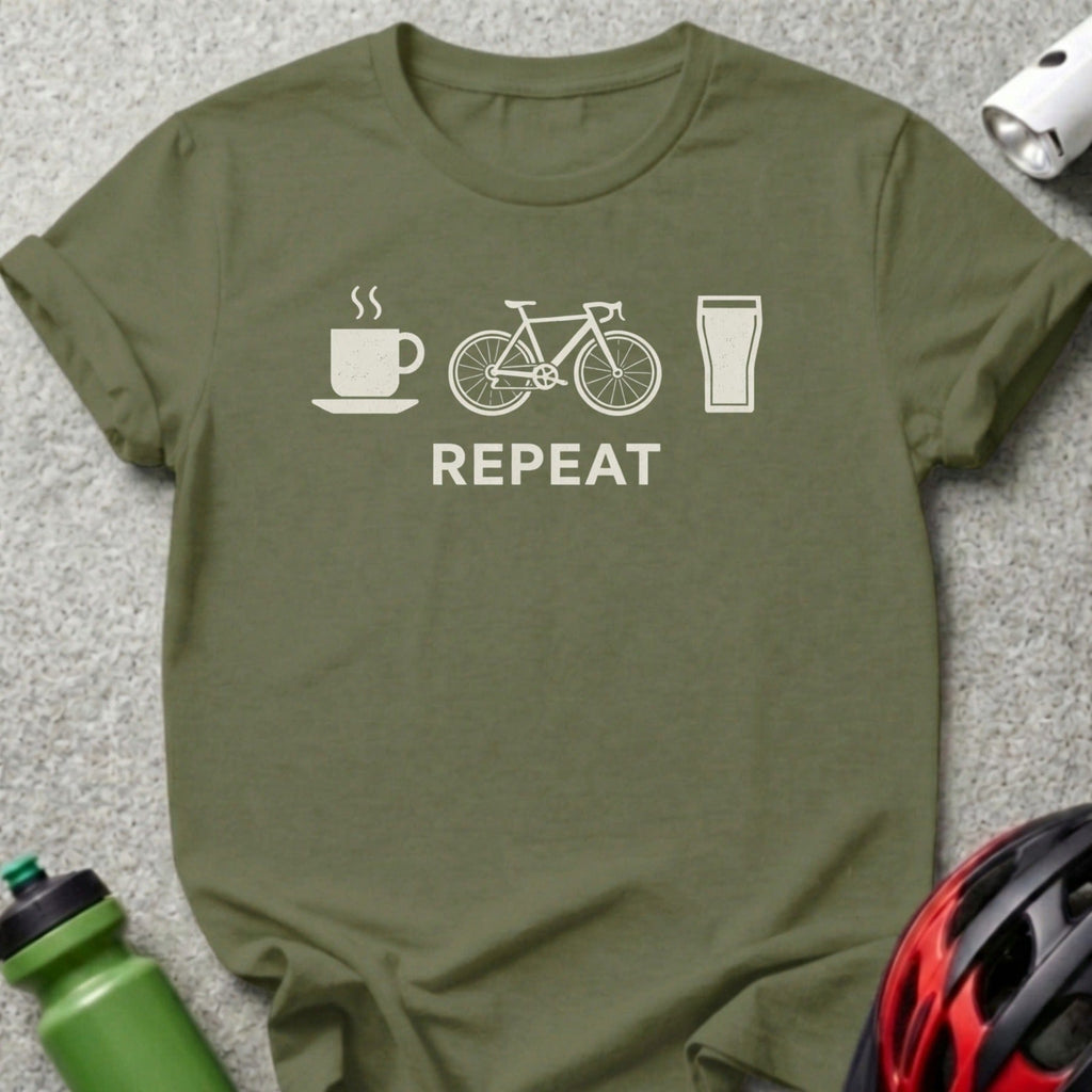 Coffee Bike Repeat Graphic T-Shirt Casual Wear