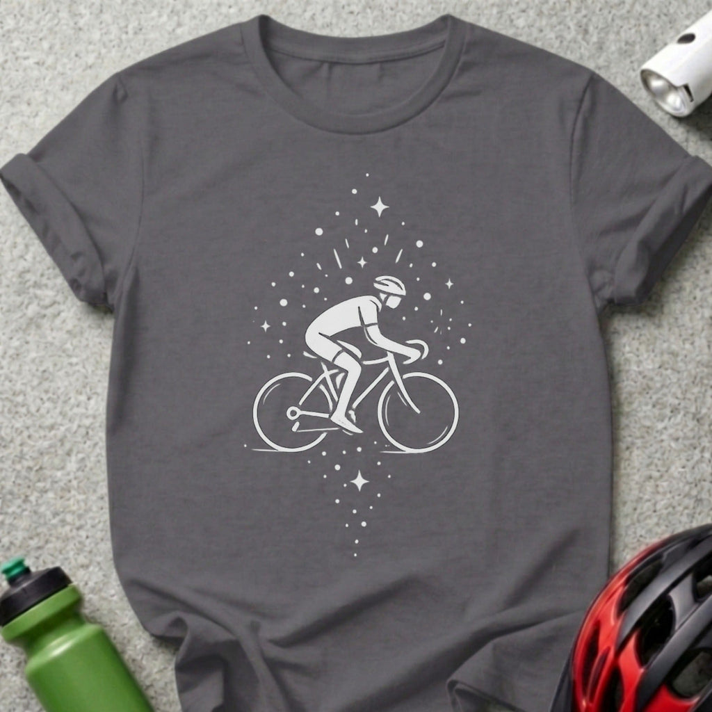 Cyclist Design T-Shirt With Stars and Helmet Graphic