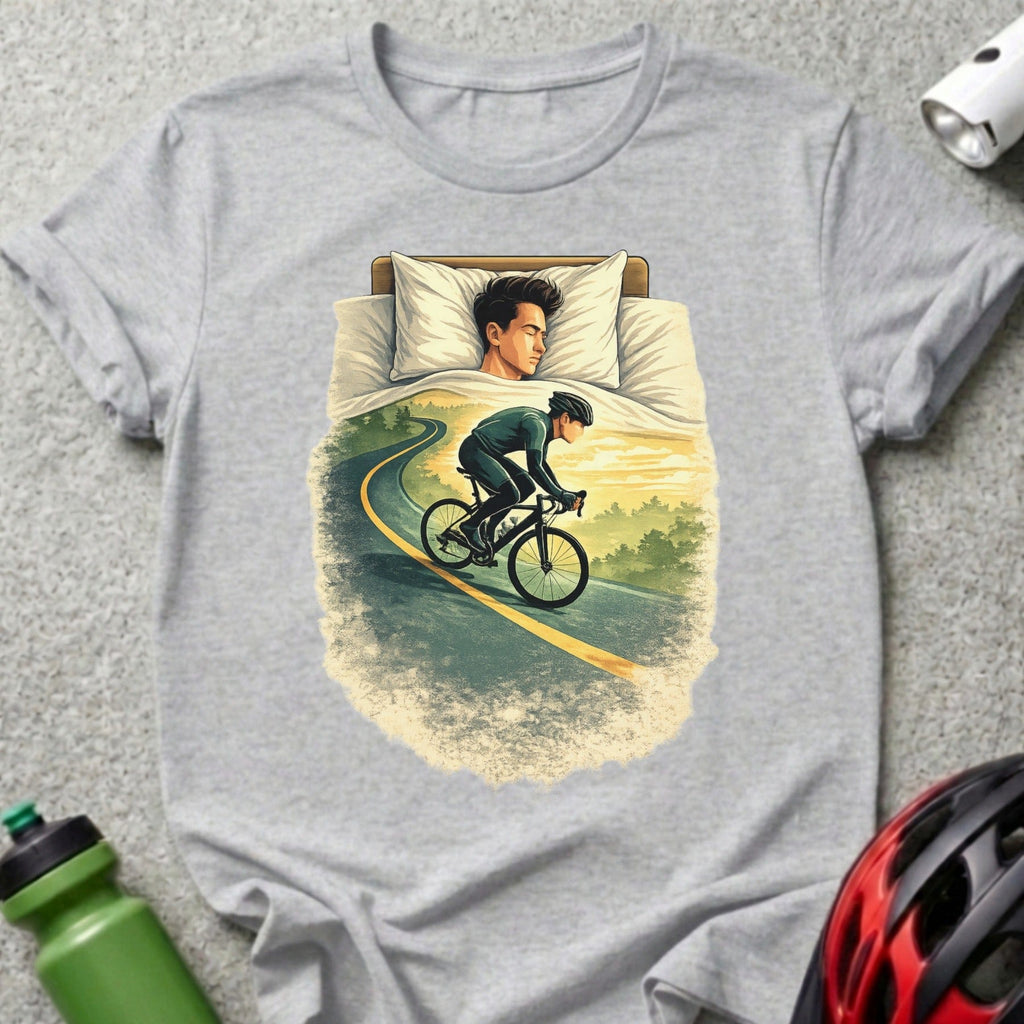 Dreaming Cyclist Graphic Grey T-shirt for Bike Lovers