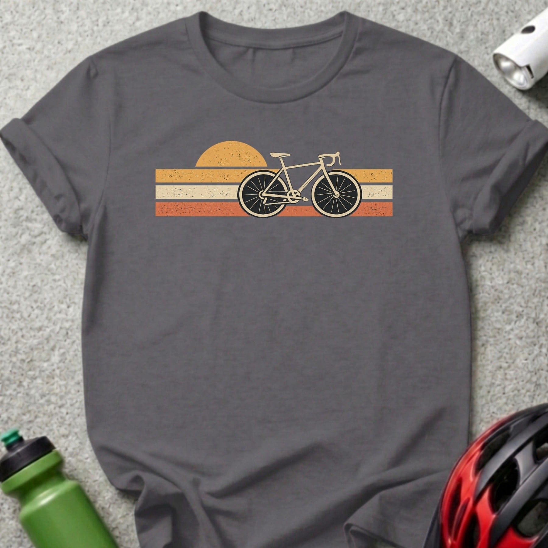 Retro Bicycle Graphic Sun Design Short-Sleeve T-Shirt