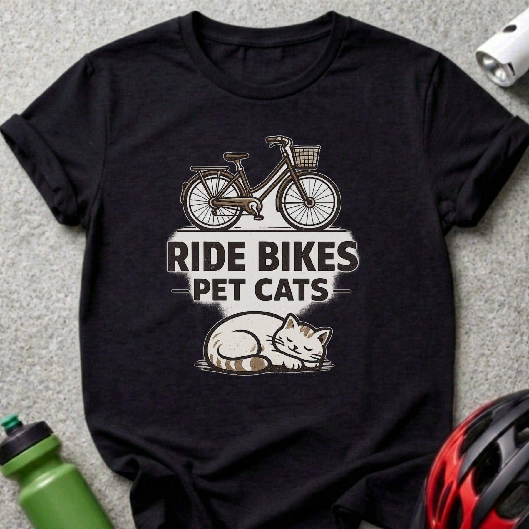 Ride Bikes Pet Cats Graphic Tee Shirt