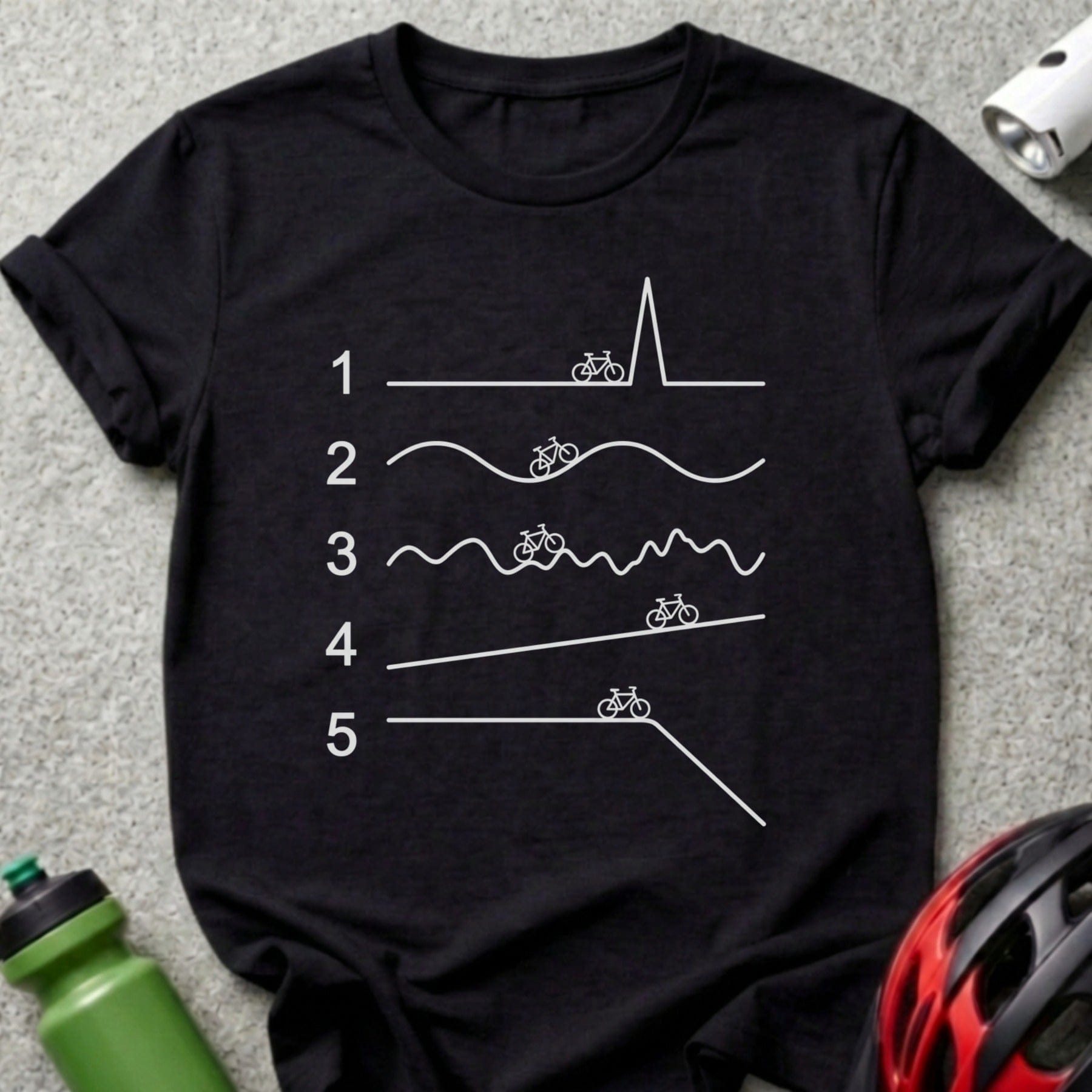 Cycling Journey Graph Black Tee Shirt