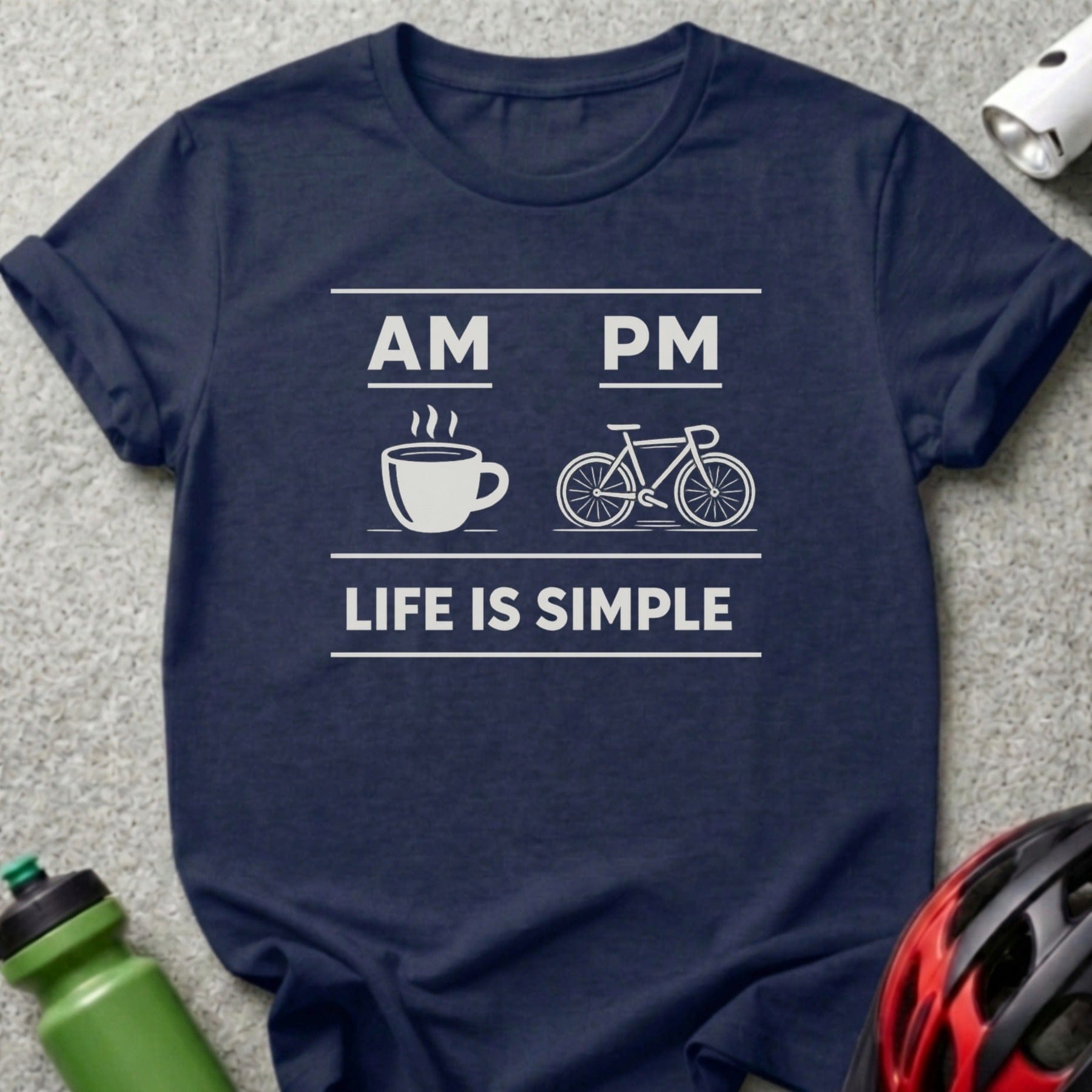 AM PM Life Is Simple Coffee Bike Graphic T-shirt