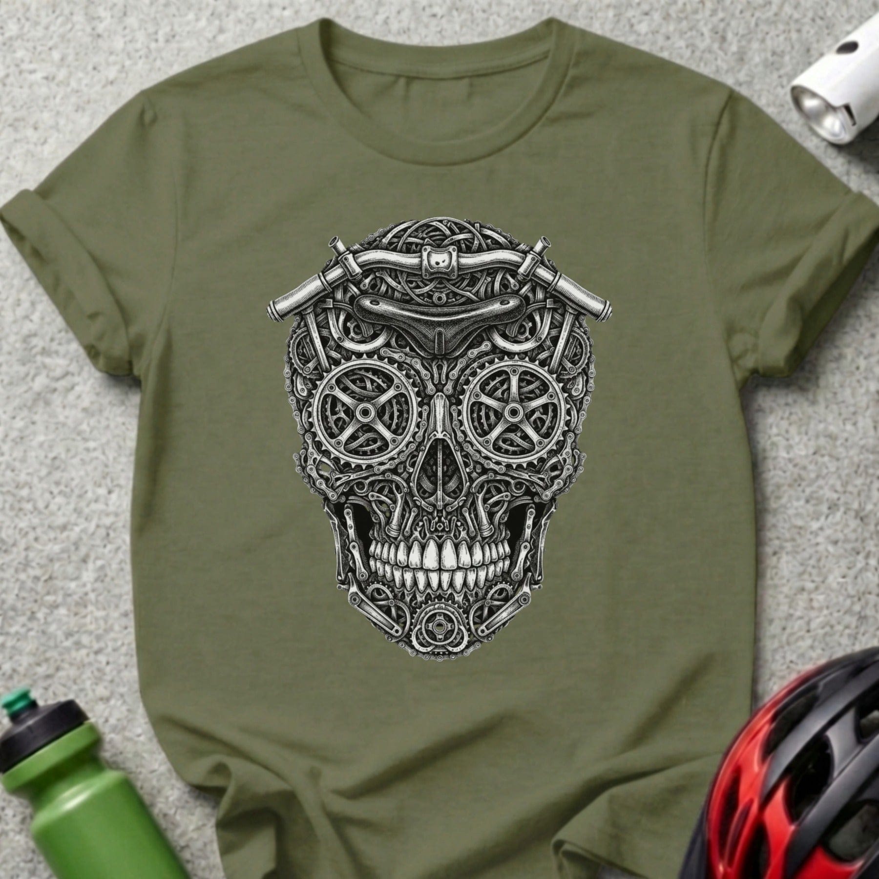 Skull Gears Graphic Tee Biker Inspired Design Shirt