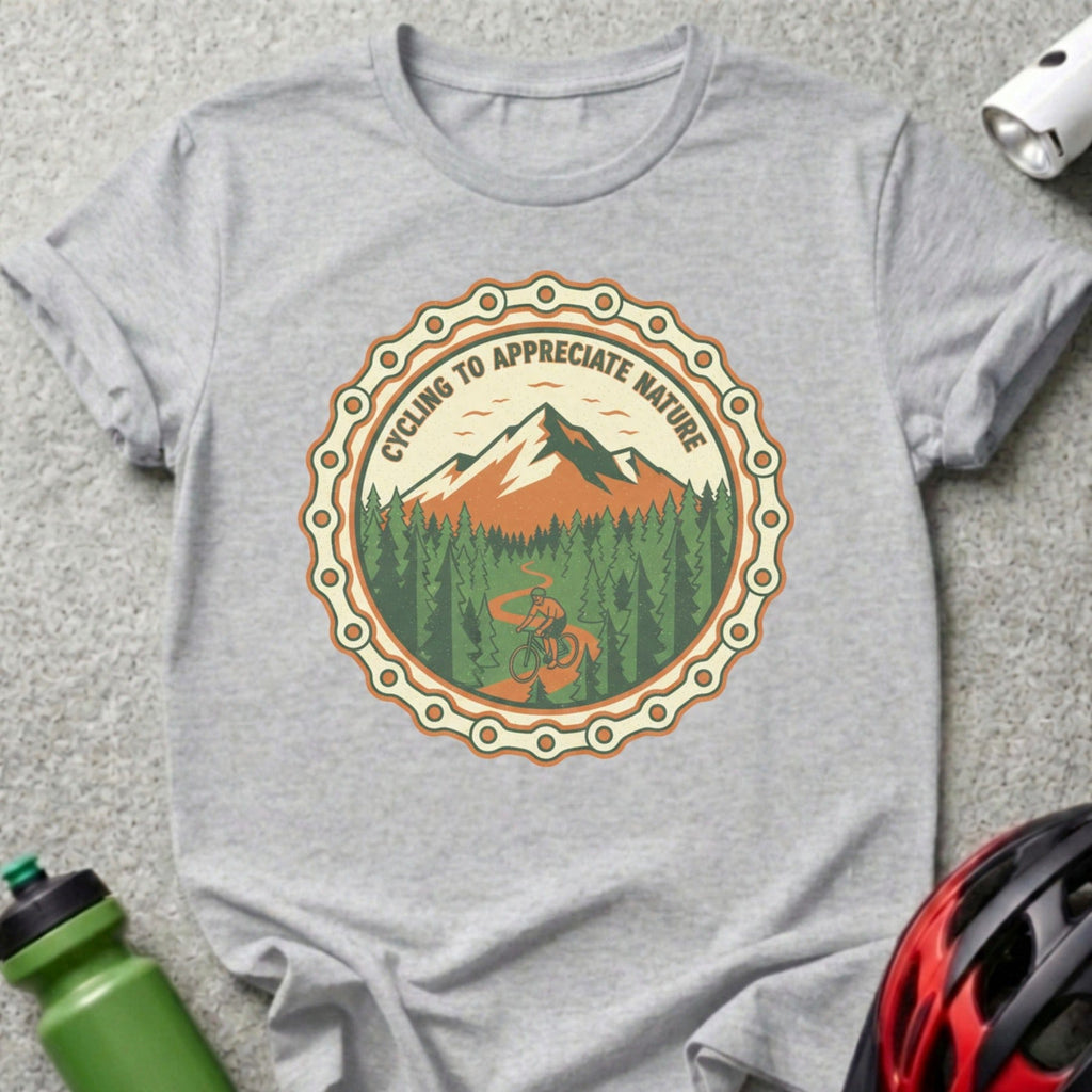 Cycling to Appreciate Nature Mountain Graphic T-Shirt