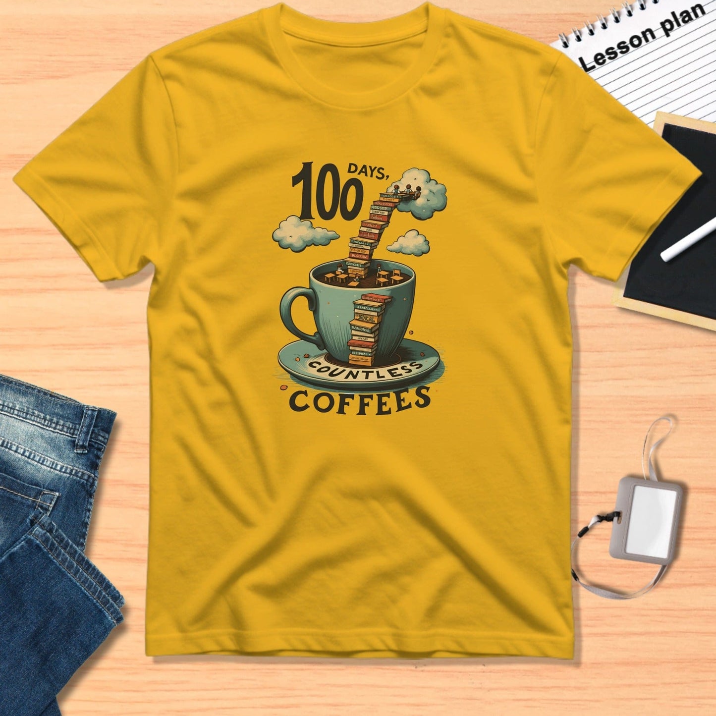 100 Days of Countless Coffees Printed T-shirt