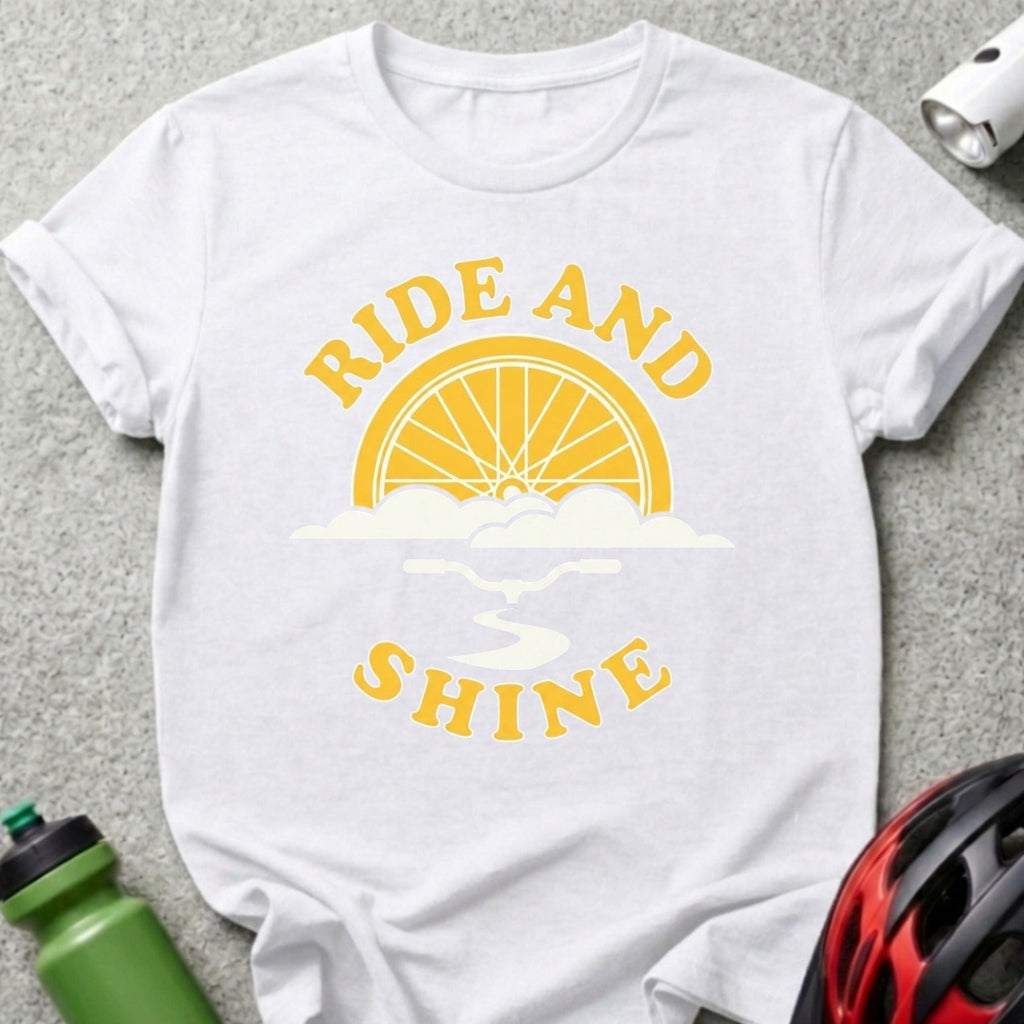 Ride and Shine Bicycle T-Shirt Casual Graphic Tee