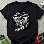 Cycling and Mountain Landscape Graphic T-Shirt