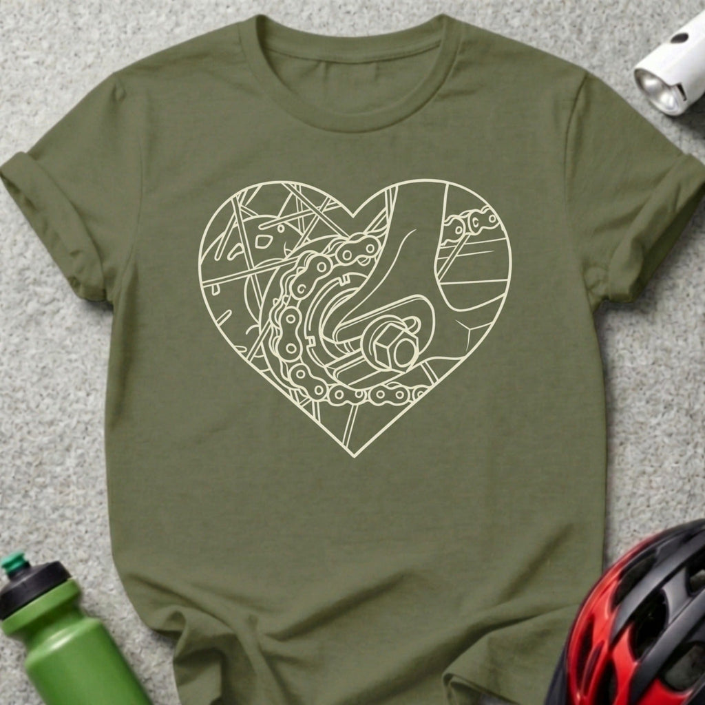 Heart Shaped Chain Bicycle Design T-shirt Product