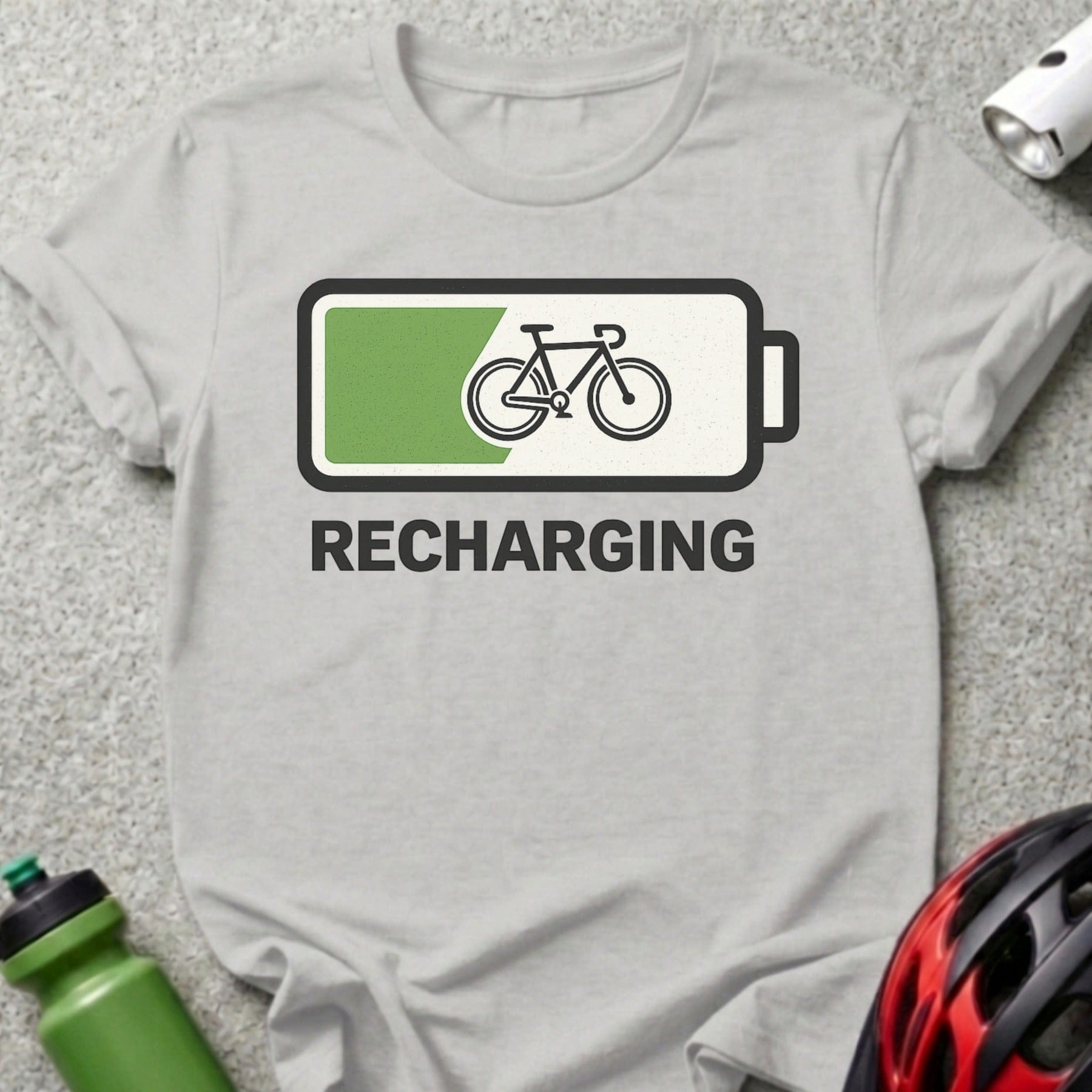 Recharging Battery with Bicycle Graphic T-Shirt